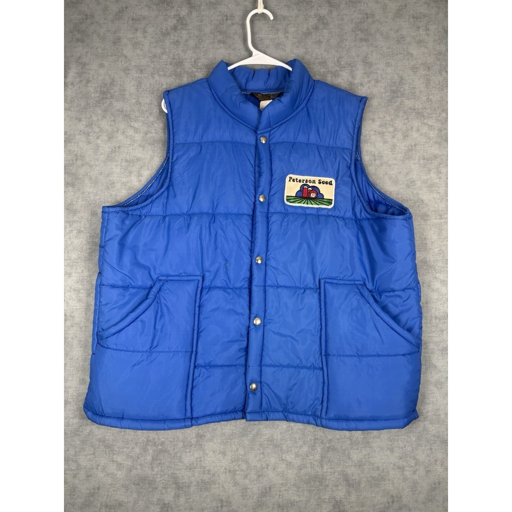 Vintage Swingster Peterson Seed Puffer Vest XL Polar Guard USA Made Farm Ag